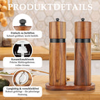 DELUXE™ Gewürzmühlen-Set „Classique" — Natur Akazienholz mit Keramikmahlwerk