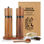 DELUXE™ Gewürzmühlen-Set „Classique" — Natur Akazienholz mit Keramikmahlwerk