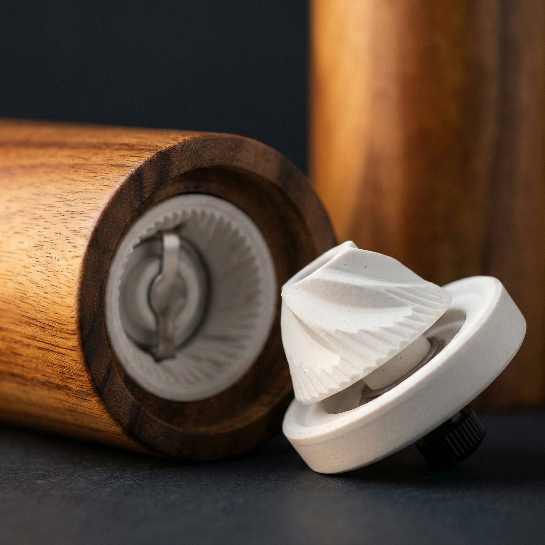 DELUXE™ Gewürzmühlen-Set „Classique" — Natur Akazienholz mit Keramikmahlwerk