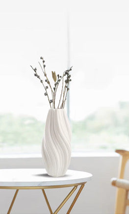 DELUXE™ Keramikvasen-Set „Wave" — Skulpturales Wellendesign in Weiß