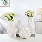DELUXE™ Keramikvasen-Set „Wave" — Skulpturales Wellendesign in Weiß