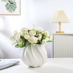 DELUXE™ Keramikvasen-Set „Wave" — Skulpturales Wellendesign in Weiß