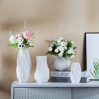 DELUXE™ Keramikvasen-Set „Wave" — Skulpturales Wellendesign in Weiß