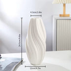 DELUXE™ Keramikvasen-Set „Wave" — Skulpturales Wellendesign in Weiß