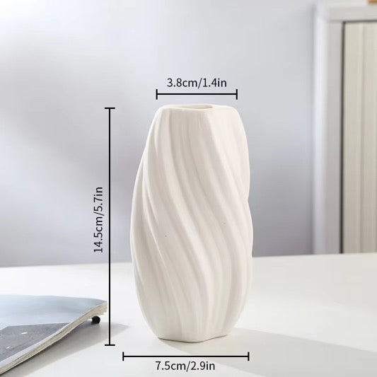 DELUXE™ Keramikvasen-Set „Wave" — Skulpturales Wellendesign in Weiß