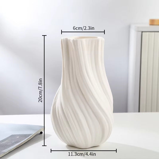 DELUXE™ Keramikvasen-Set „Wave" — Skulpturales Wellendesign in Weiß