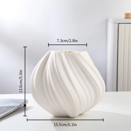 DELUXE™ Keramikvasen-Set „Wave" — Skulpturales Wellendesign in Weiß
